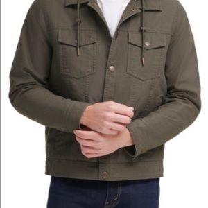 guess-men-s-cotton-sherpa-lined-hooded-trucker Size XXL